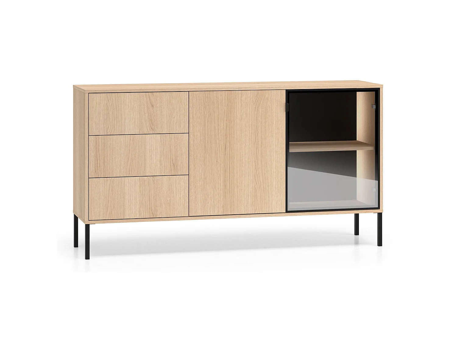 Dressoir 2-deurs - 2 lades - Lindberg eiken - 160 cm - BARNEE