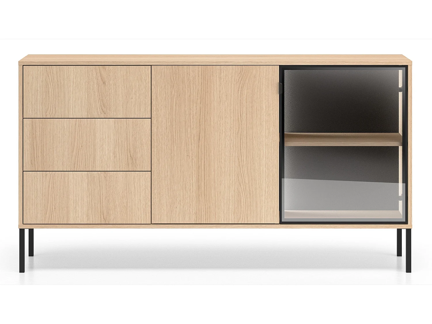 Dressoir 2-deurs - 2 lades - Lindberg eiken - 160 cm - BARNEE
