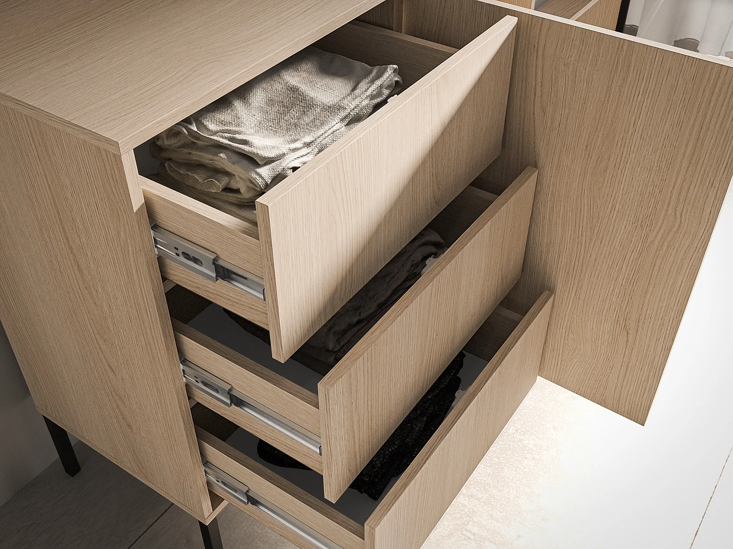 Dressoir 2-deurs - 2 lades - Lindberg eiken - 160 cm - BARNEE