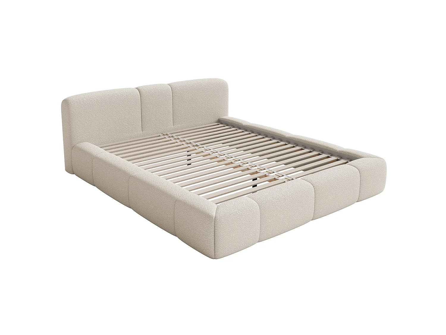 Polsterbett 200x200 cm – Bouclé Hellbeige – BOWIA