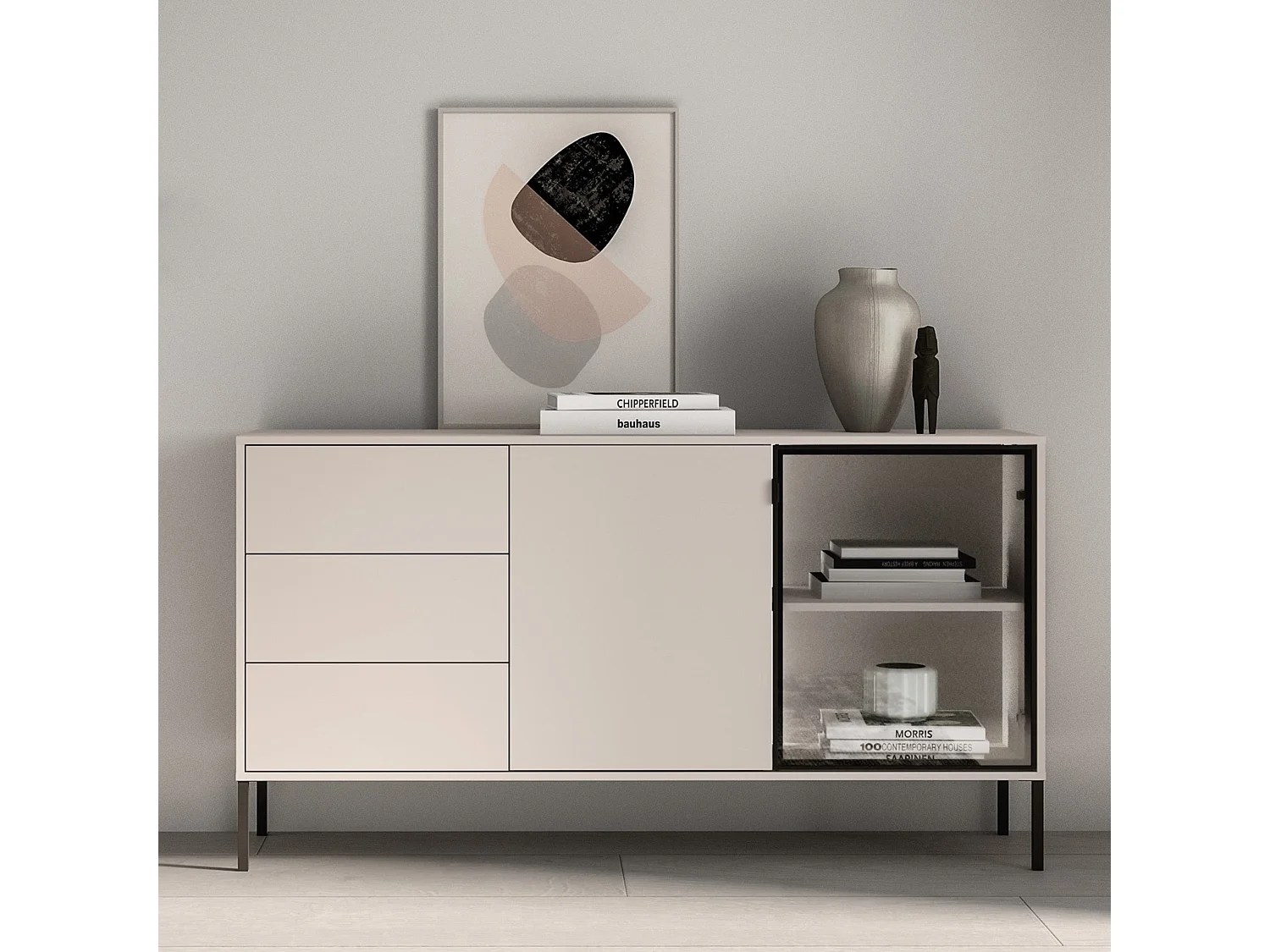 Dressoir 2-deurs - 2 lades - Kasjmier - 160 cm - BARNEE