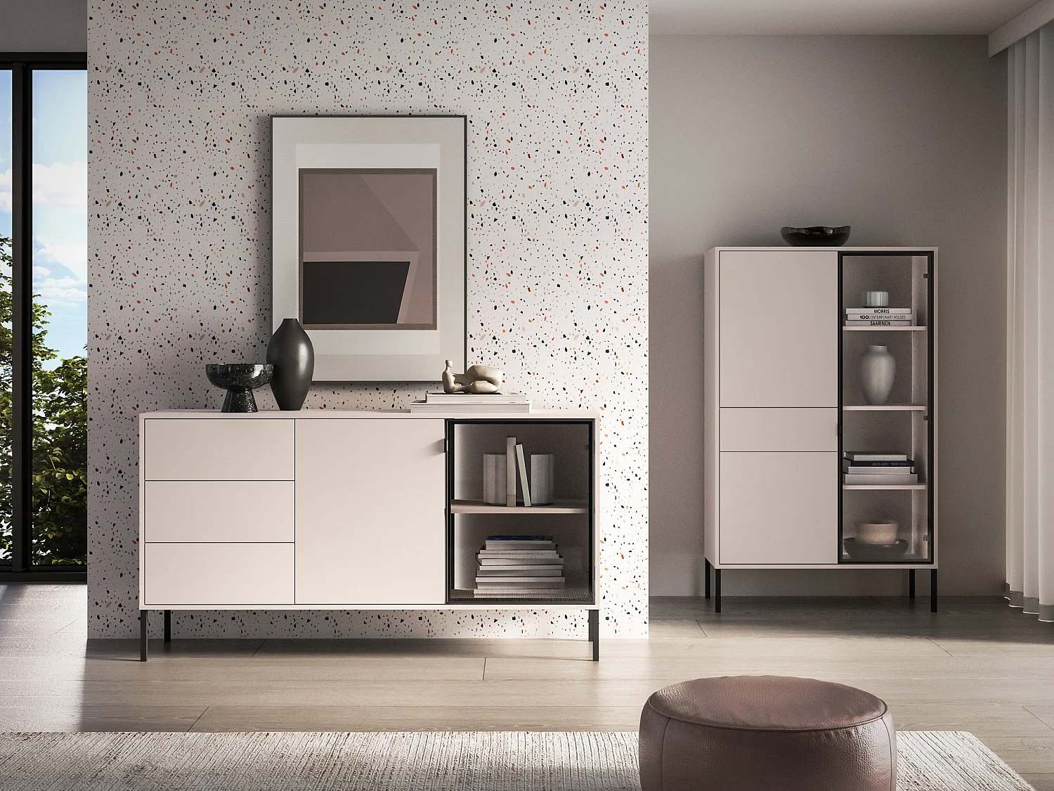 Dressoir 2-deurs - 2 lades - Kasjmier - 160 cm - BARNEE
