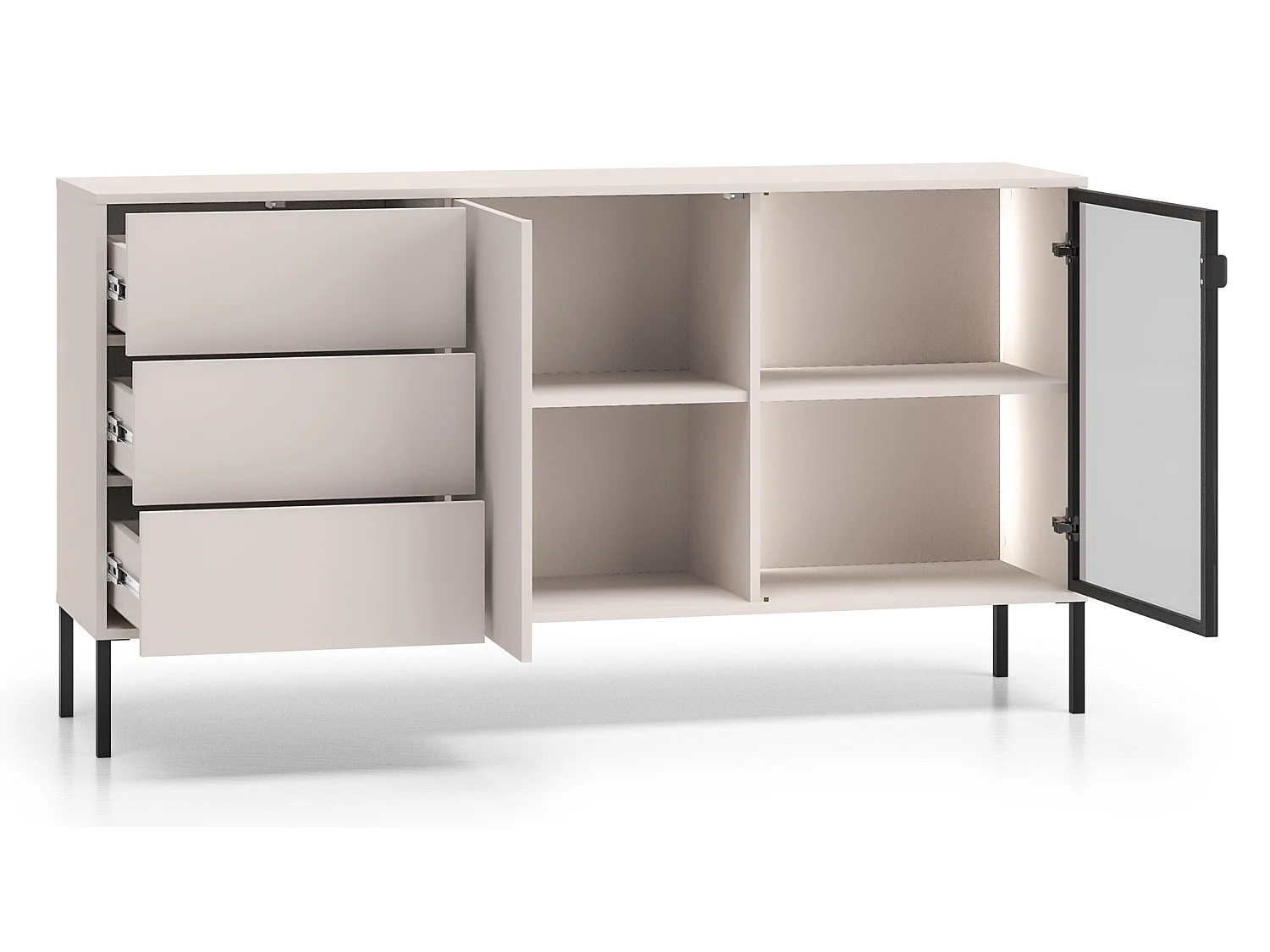 Dressoir 2-deurs - 2 lades - Kasjmier - 160 cm - BARNEE