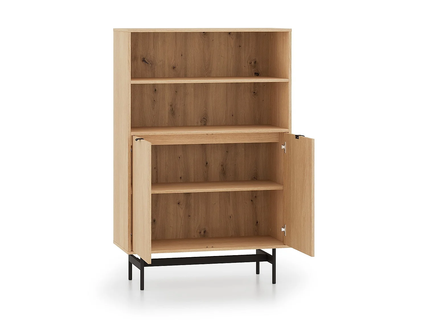 Boekenkast met 2 deuren en 2 nissen – eiken mavelie – HEGGERS