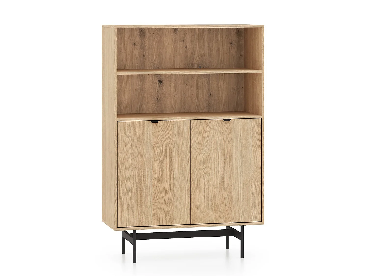 Boekenkast met 2 deuren en 2 nissen – eiken mavelie – HEGGERS