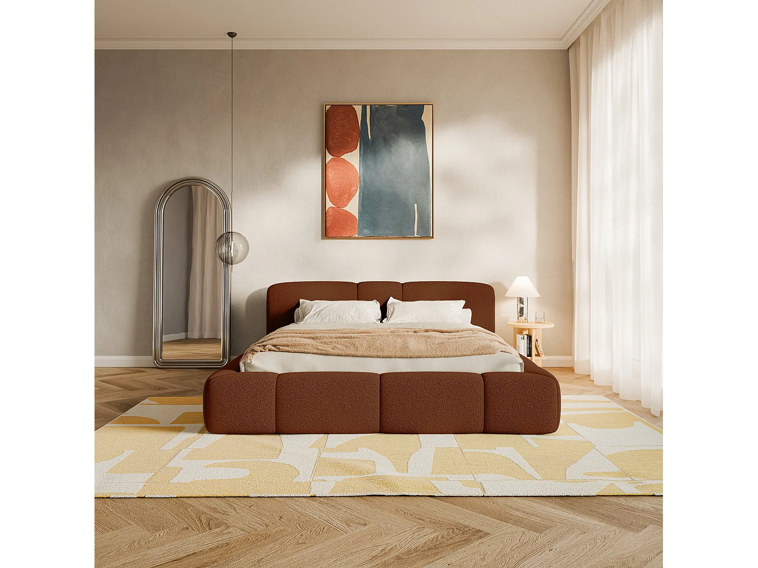 Polsterbett 180x200 cm – Bouclé Kupfer – BOWIA