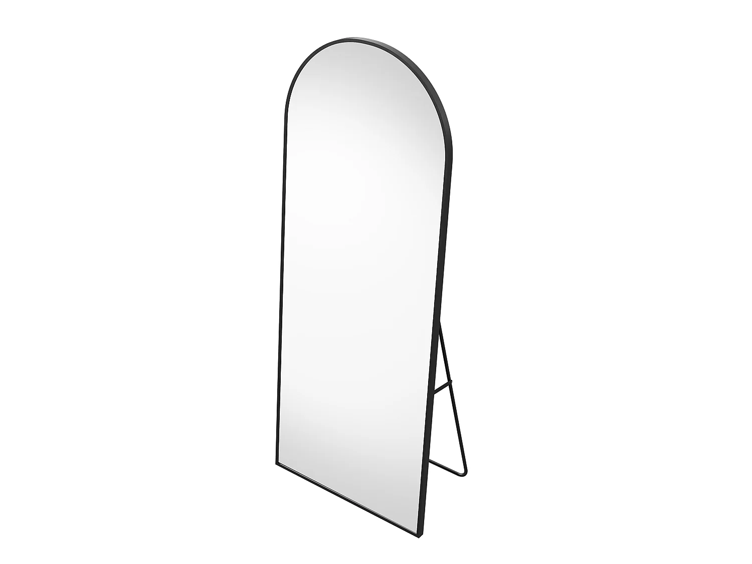 Miroir Complet bombé 164x54 cm avec Coins arrondis, Miroir sur Pied, à Suspendre, Debout ou adossé, pour Chambre à Coucher, Noir