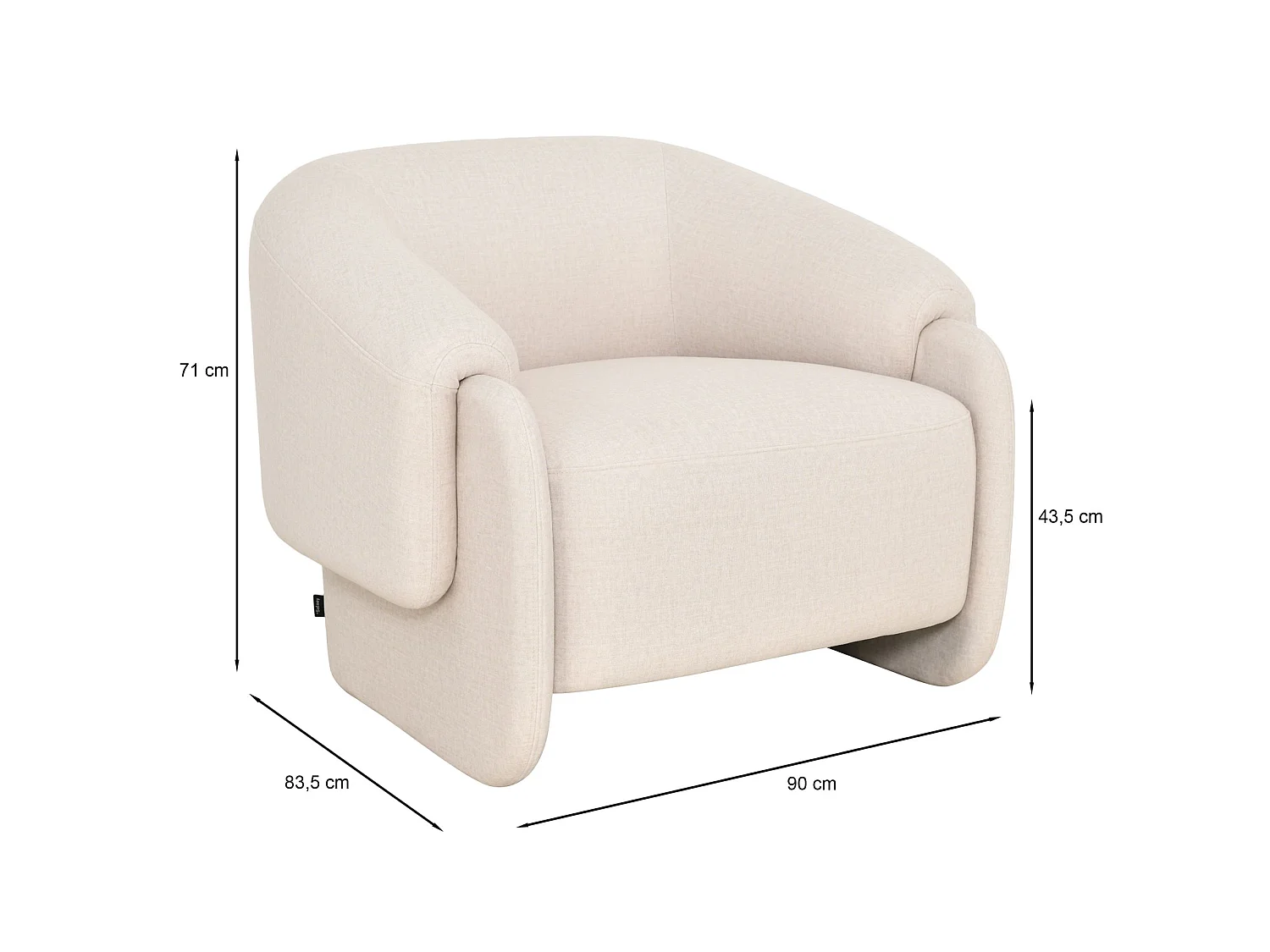 Fauteuil relax en velours facile d'entretien – Crème – BALISTY