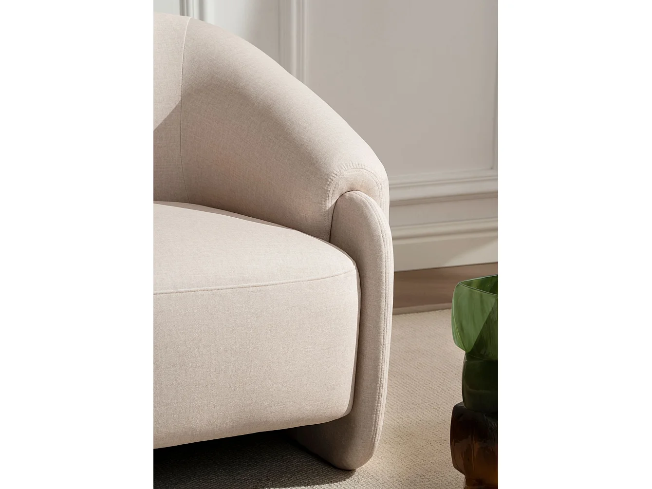Fauteuil relax en velours facile d'entretien – Crème – BALISTY