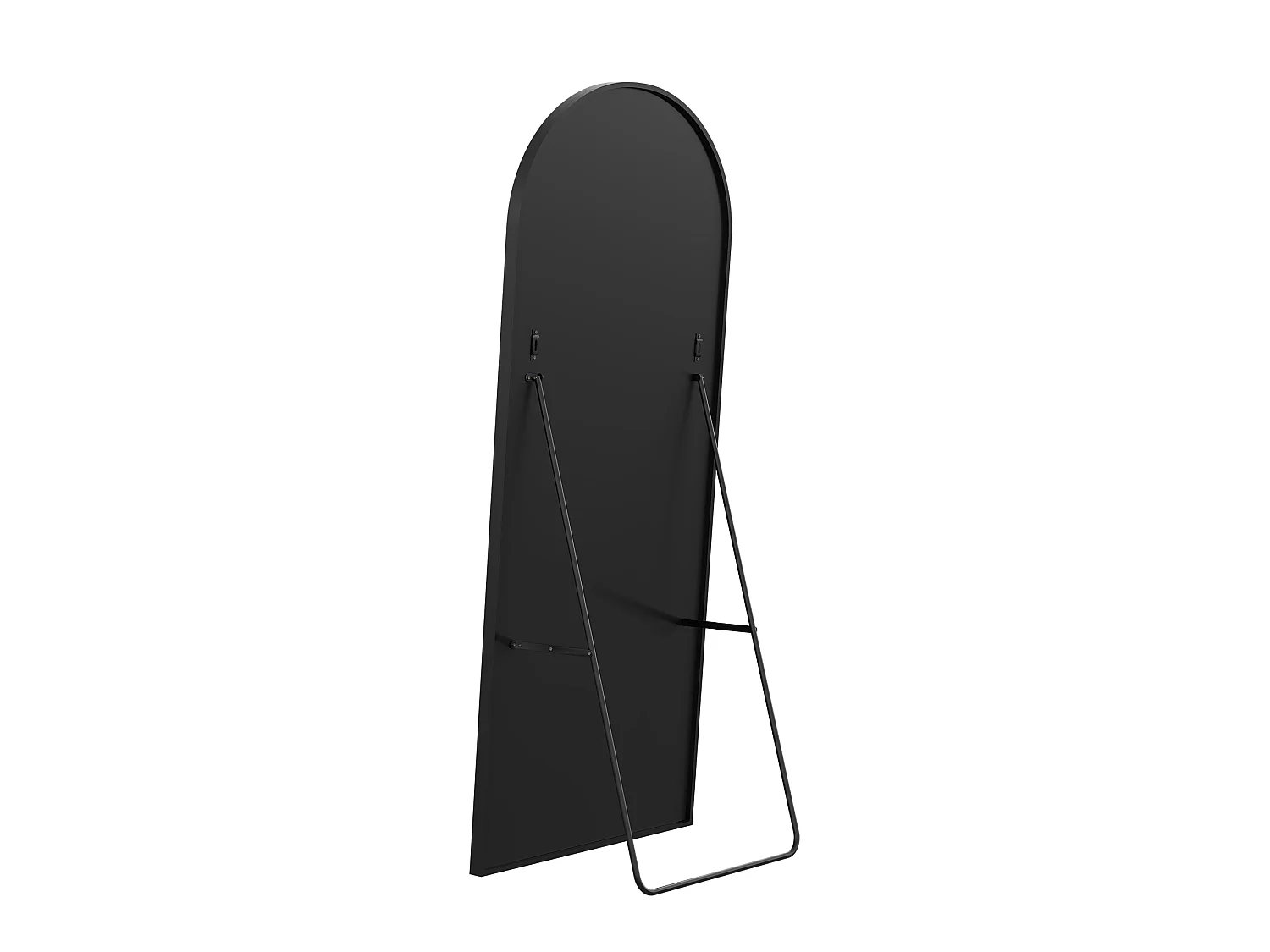Miroir Complet Bombé 180x80 cm - sur Pied, à Suspendre ou Appuyé - pour Chambre à Coucher et Dressing - Cadre en Aluminium, Noir