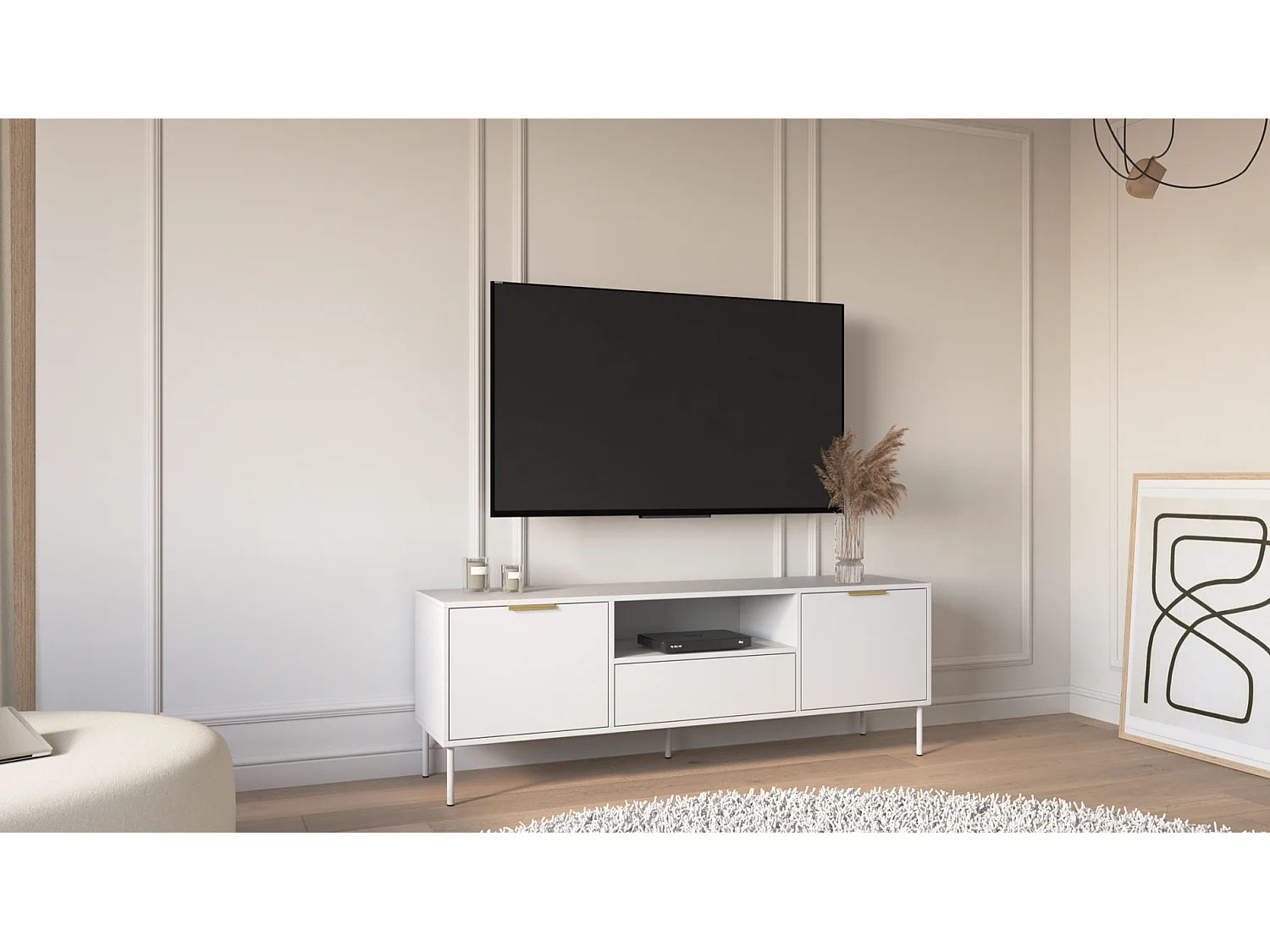 TV-Lowboard 2-türig mit Schublade & Fach - Weiß - 160 cm - VENA