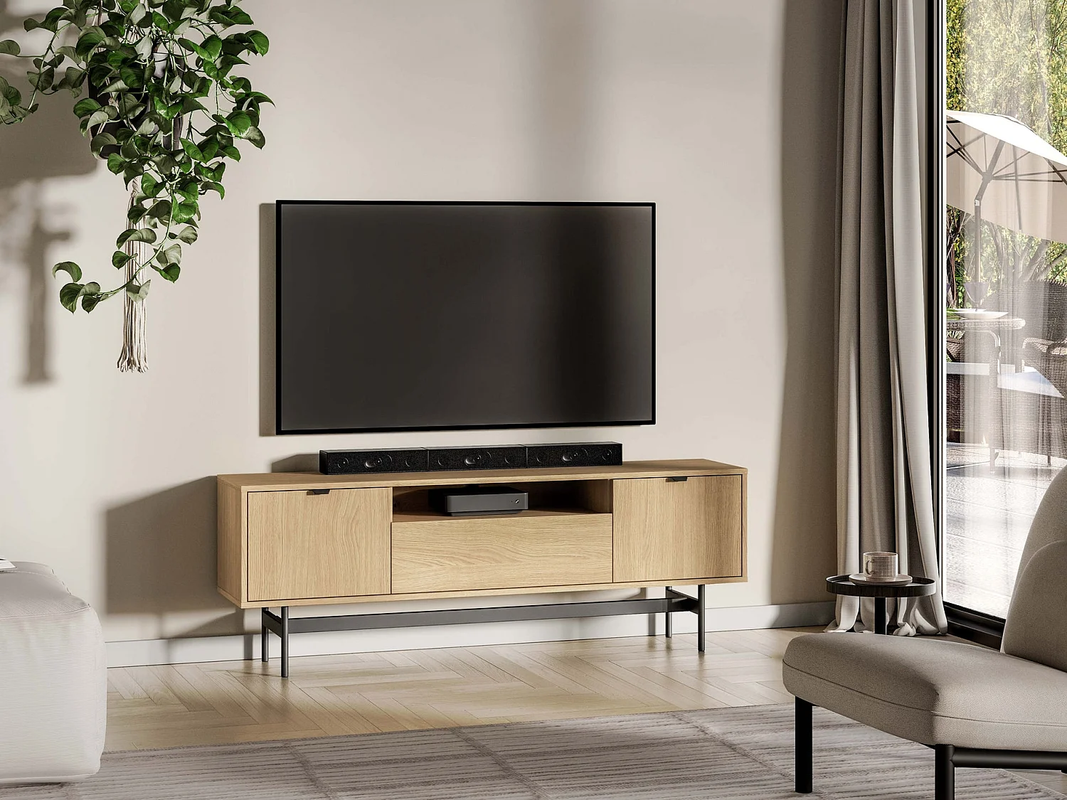 TV-Lowboard 3-türig - Eiche Mavelie - 150 cm - Heggers
