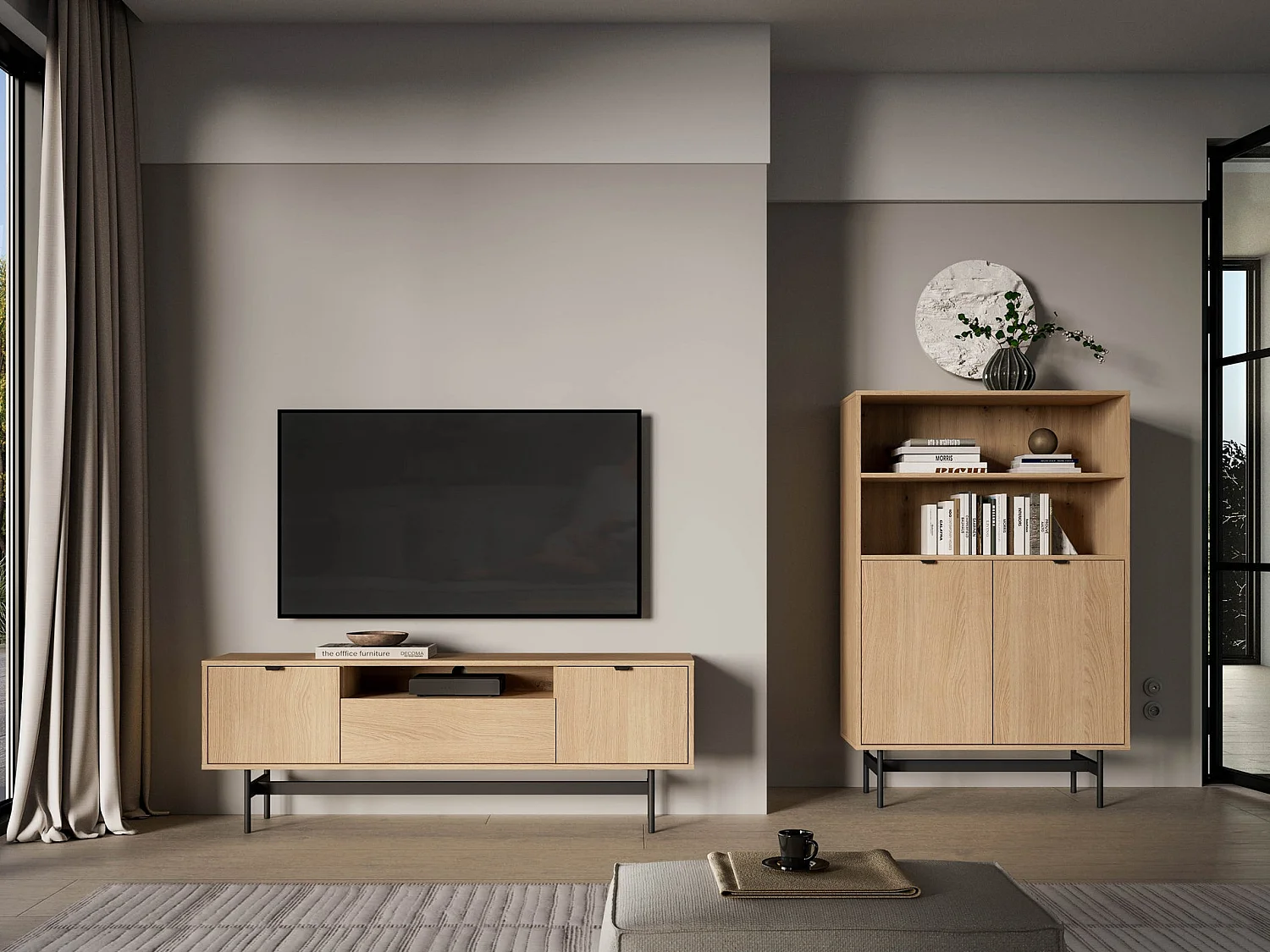 TV-Lowboard 3-türig - Eiche Mavelie - 150 cm - Heggers