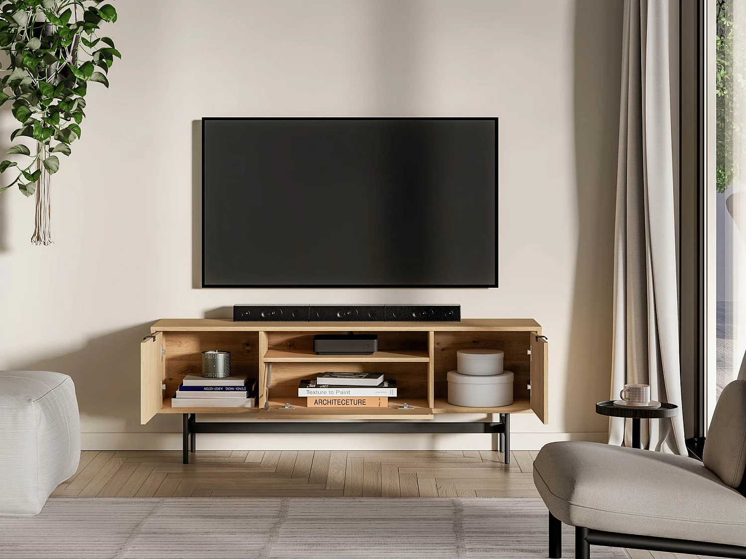 TV-Lowboard 3-türig - Eiche Mavelie - 150 cm - Heggers
