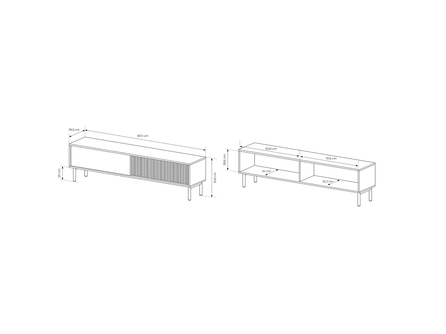 TV-Lowboard 2-türig - Cremona Eiche- 187 cm - TAVO