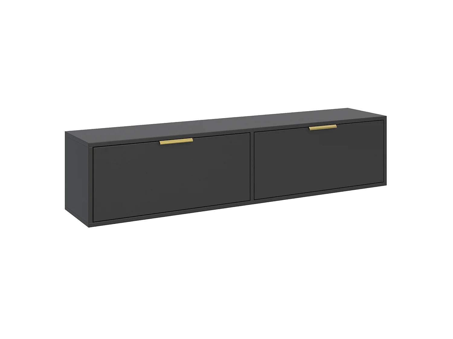 Meuble TV 2 portes suspendu – Noir – 140 cm - VENA