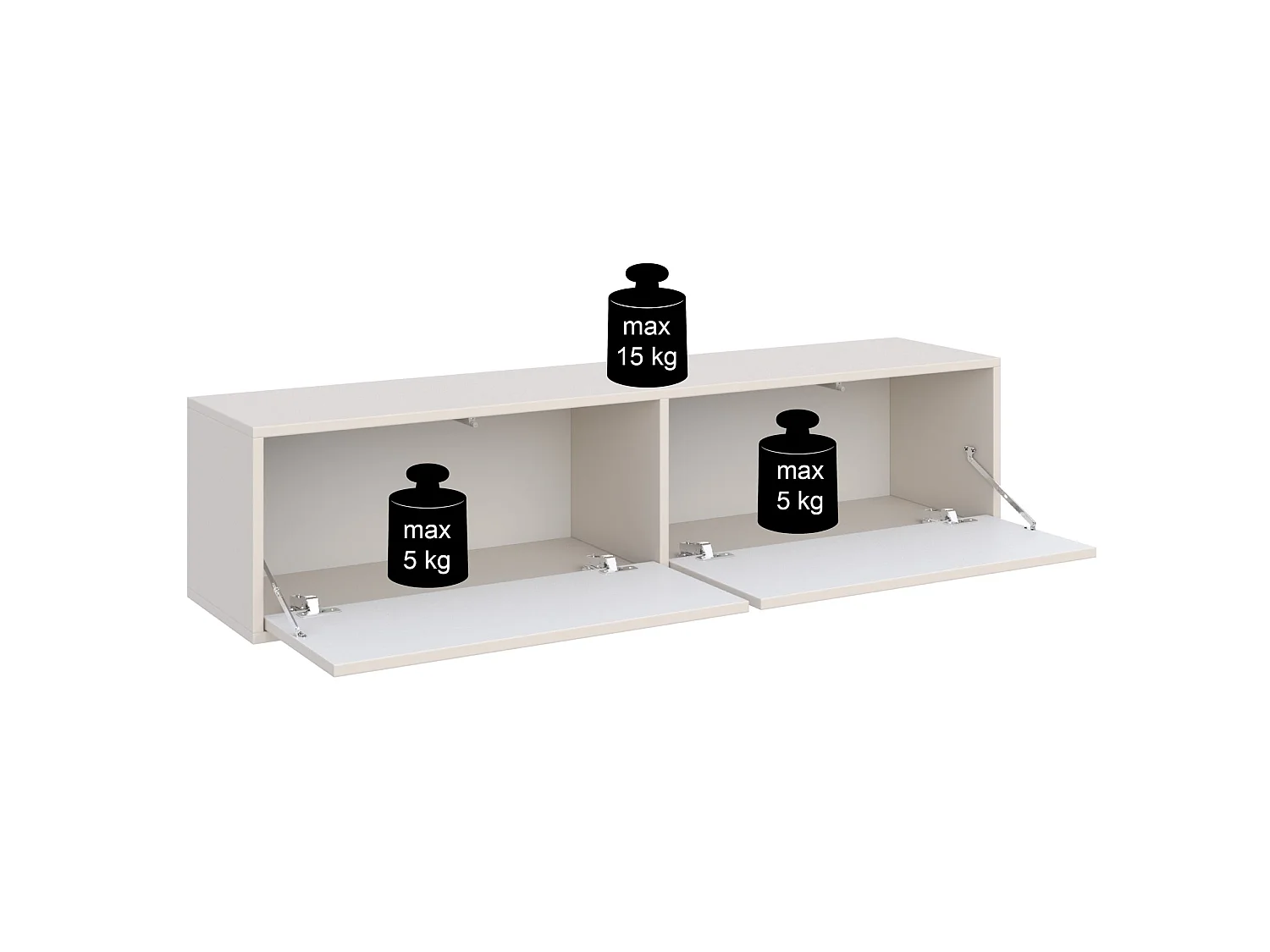 Meuble TV 2 portes suspendu – Noir – 140 cm - VELVETO