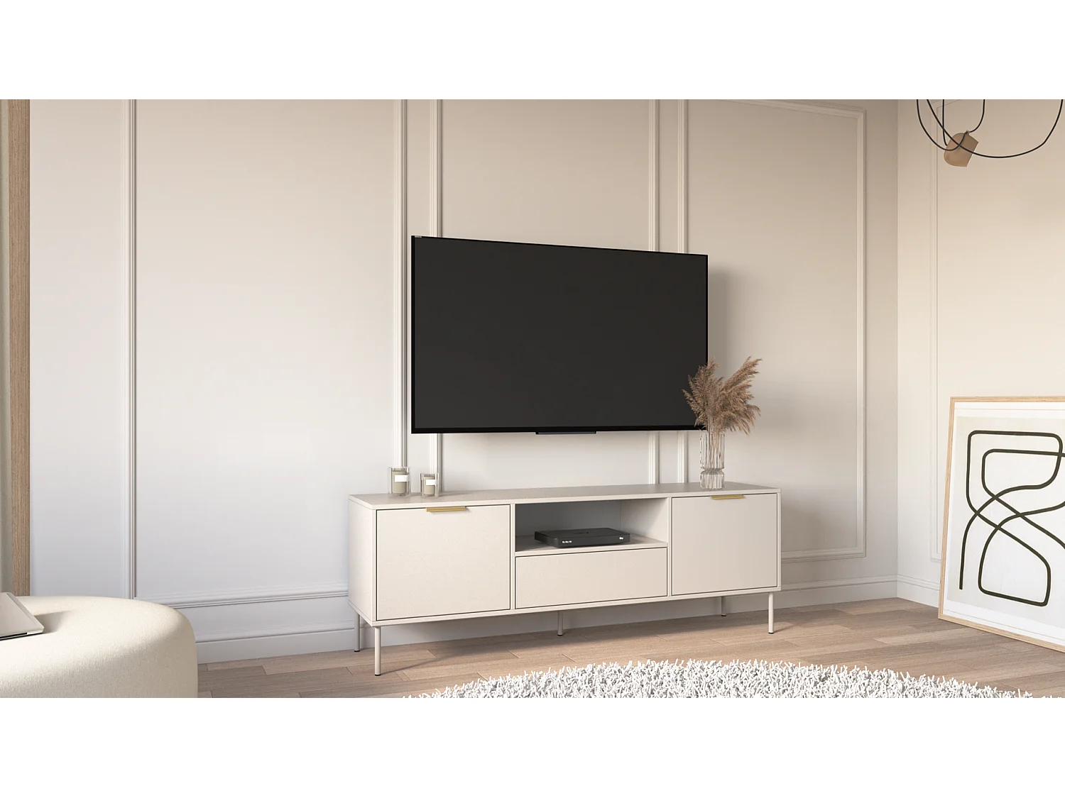 TV-Lowboard 2-türig mit Schublade & Fach - Kaschmir - 160 cm - VENA