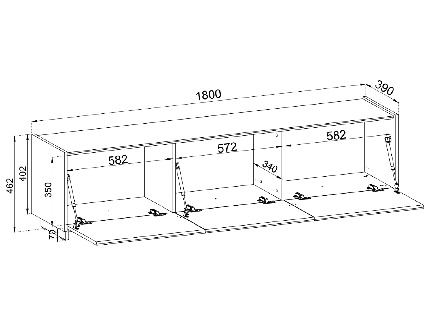 TV-Lowboard hängend oder stehend - 2-türig - Kaschmirgrau - 180 cm - MAGRO