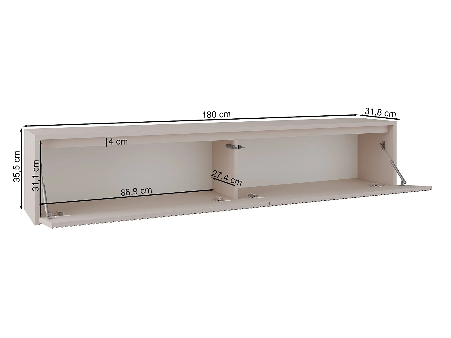 TV-Lowboard 2-türig - Kaschmirgrau- 180 cm - VEMMI