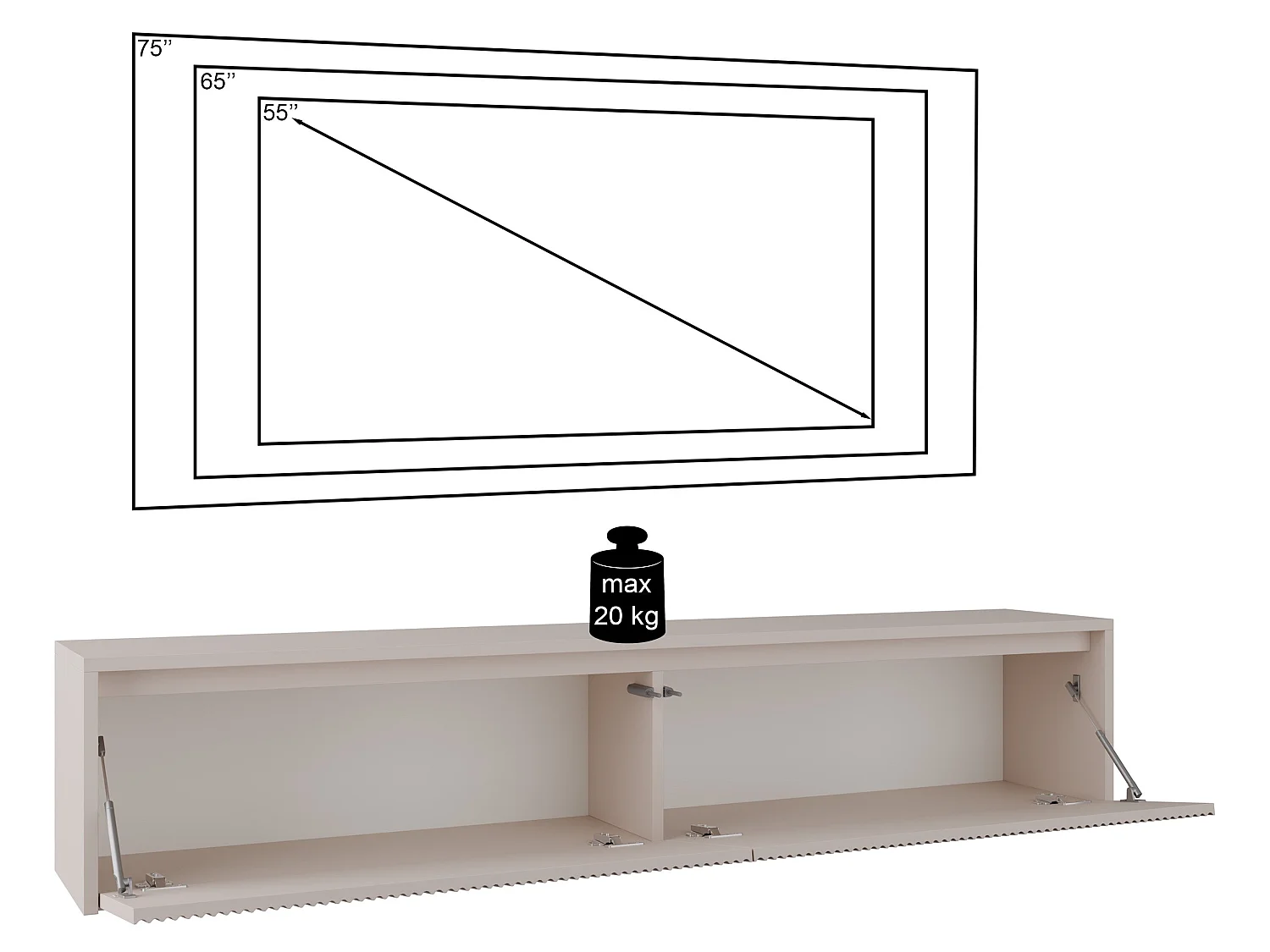 TV-Lowboard 2-türig - Kaschmirgrau- 180 cm - VEMMI