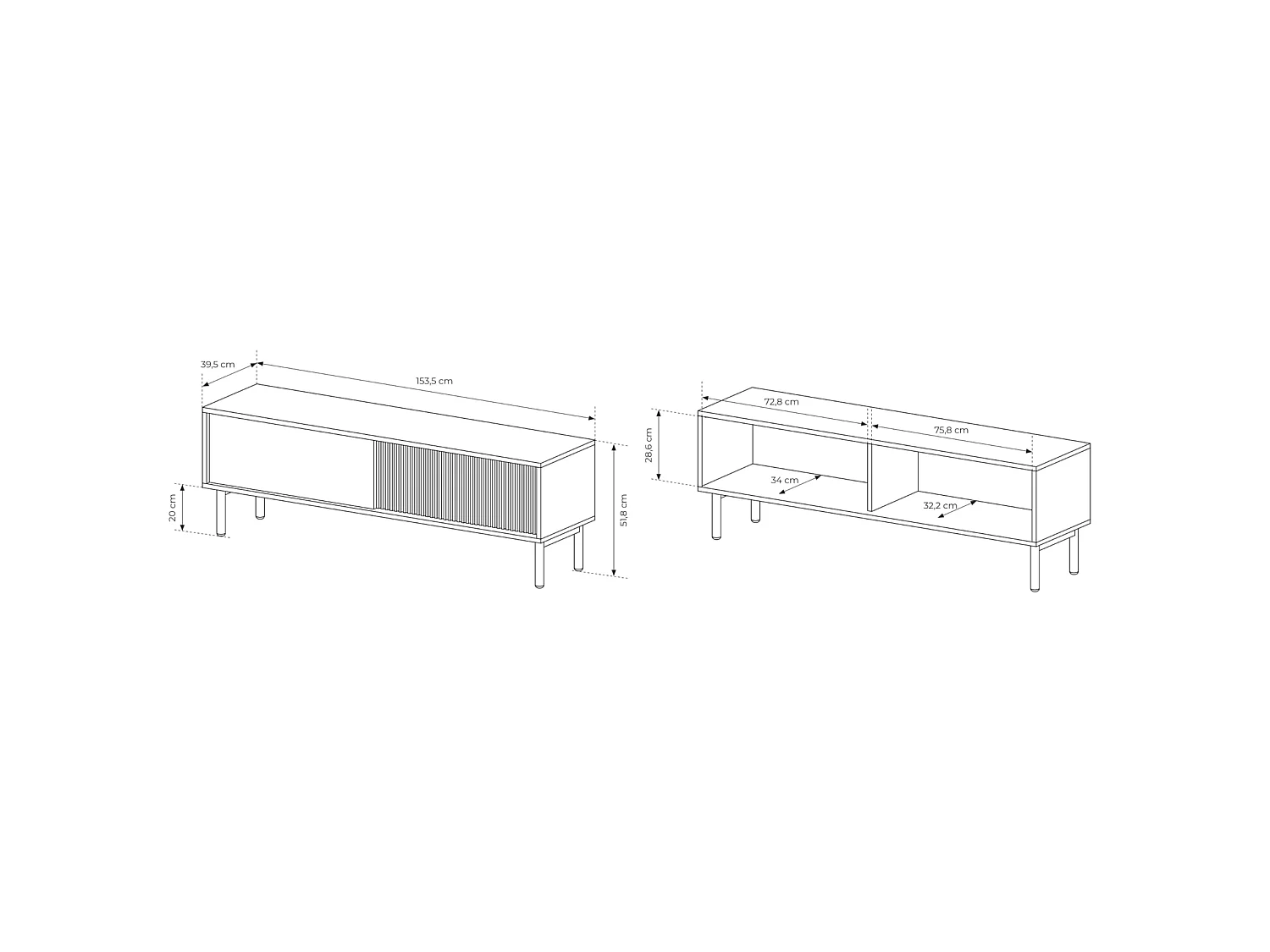 TV-Lowboard 2-türig - Cremona Eiche- 153 cm - TAVO