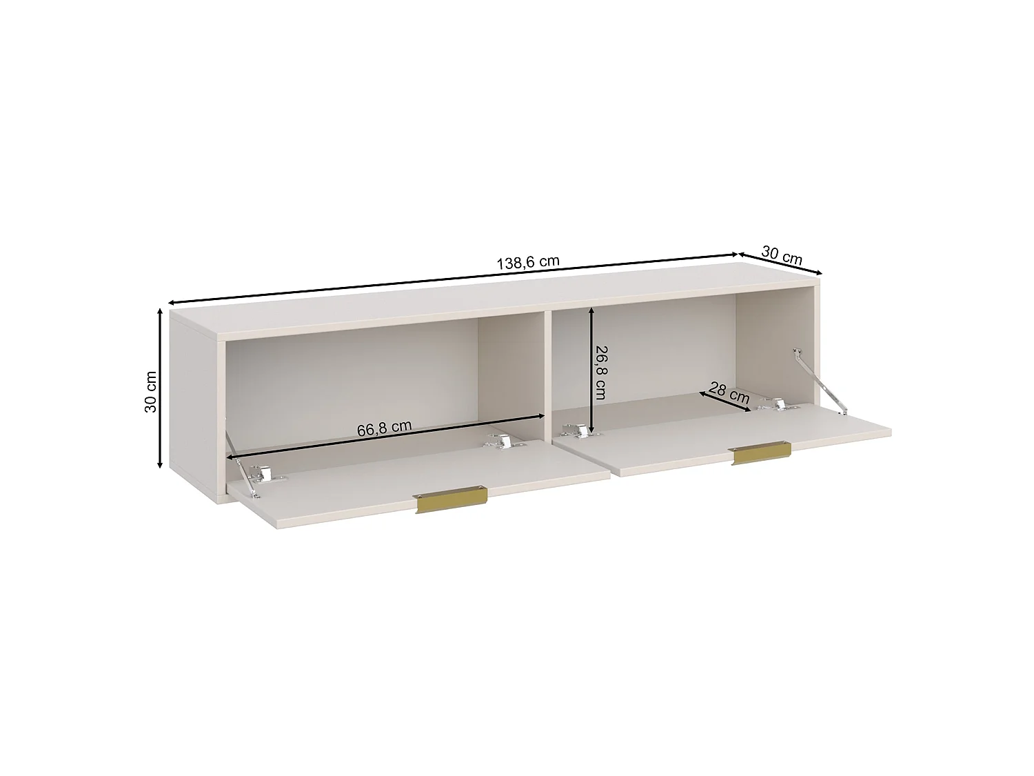 TV-Hängeboard 2-türig - Weiß - 140 cm - VENA