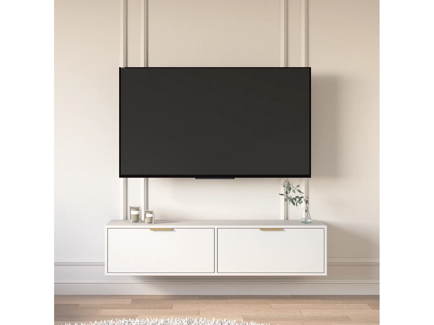 TV-Hängeboard 2-türig - Weiß - 140 cm - VENA