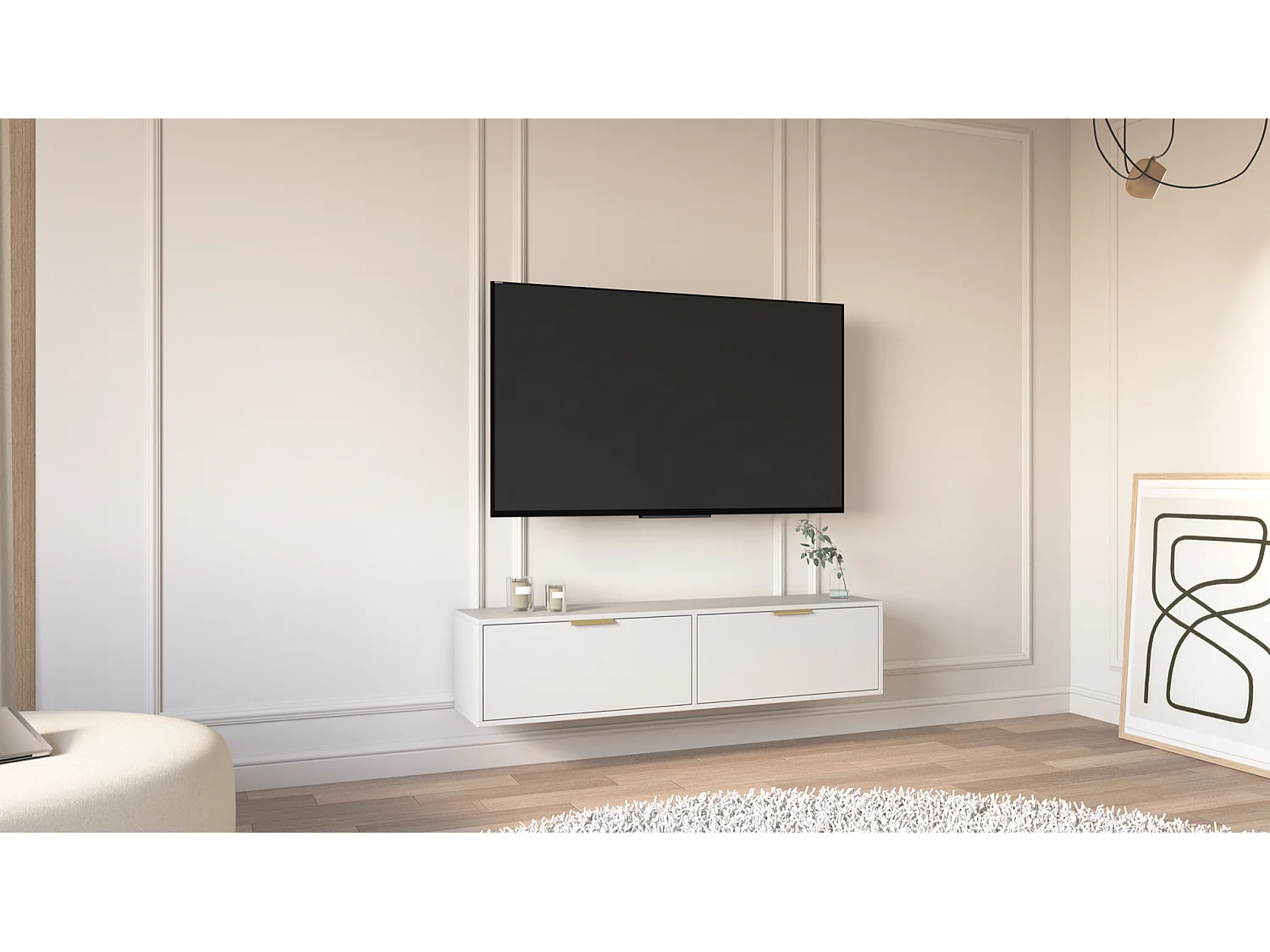 TV-Hängeboard 2-türig - Weiß - 140 cm - VENA