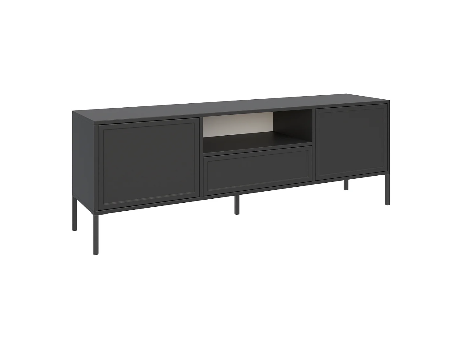 Meuble TV 2 portes avec tiroir et niche – Noir – 160 cm - VELVETO