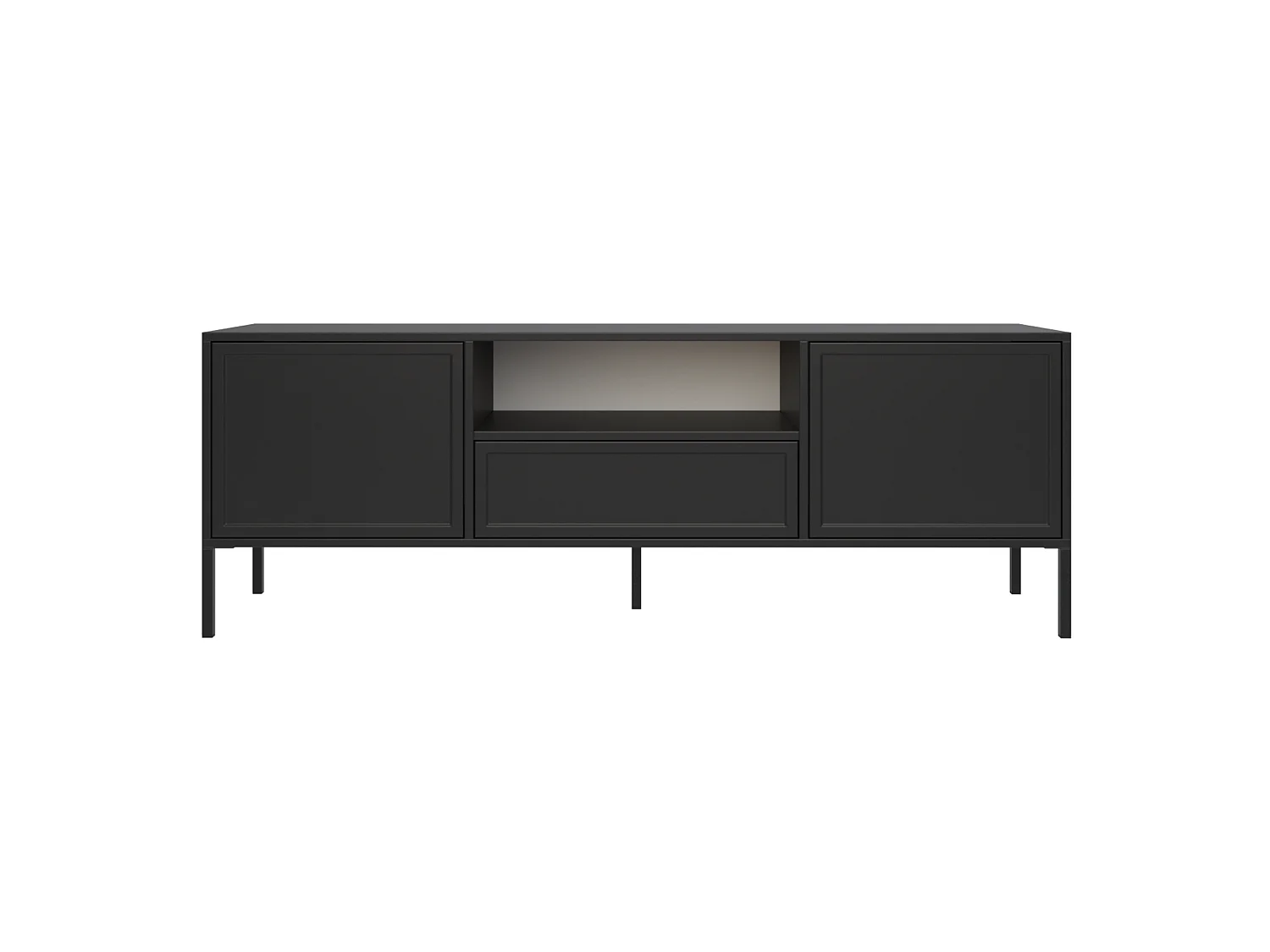 Meuble TV 2 portes avec tiroir et niche – Noir – 160 cm - VELVETO