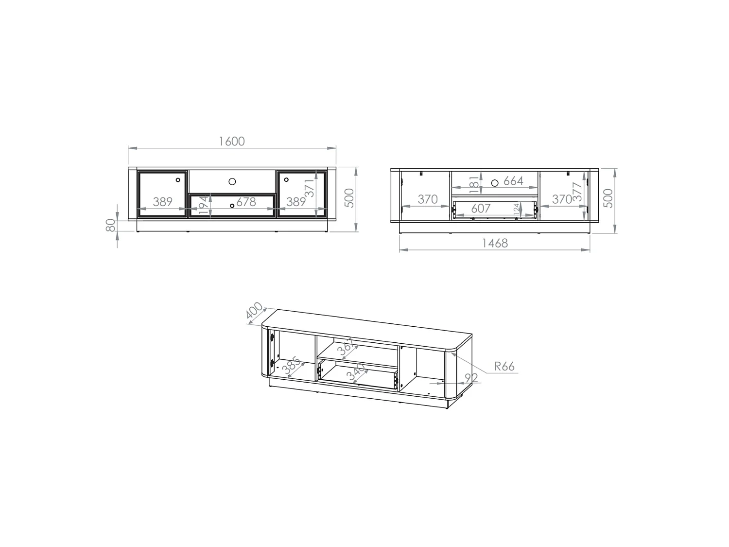 TV-Lowboard 2-türig – Schublade & Fach – Kaschmir/Eicheoptik Dunkel – 160 cm – VILAVIO