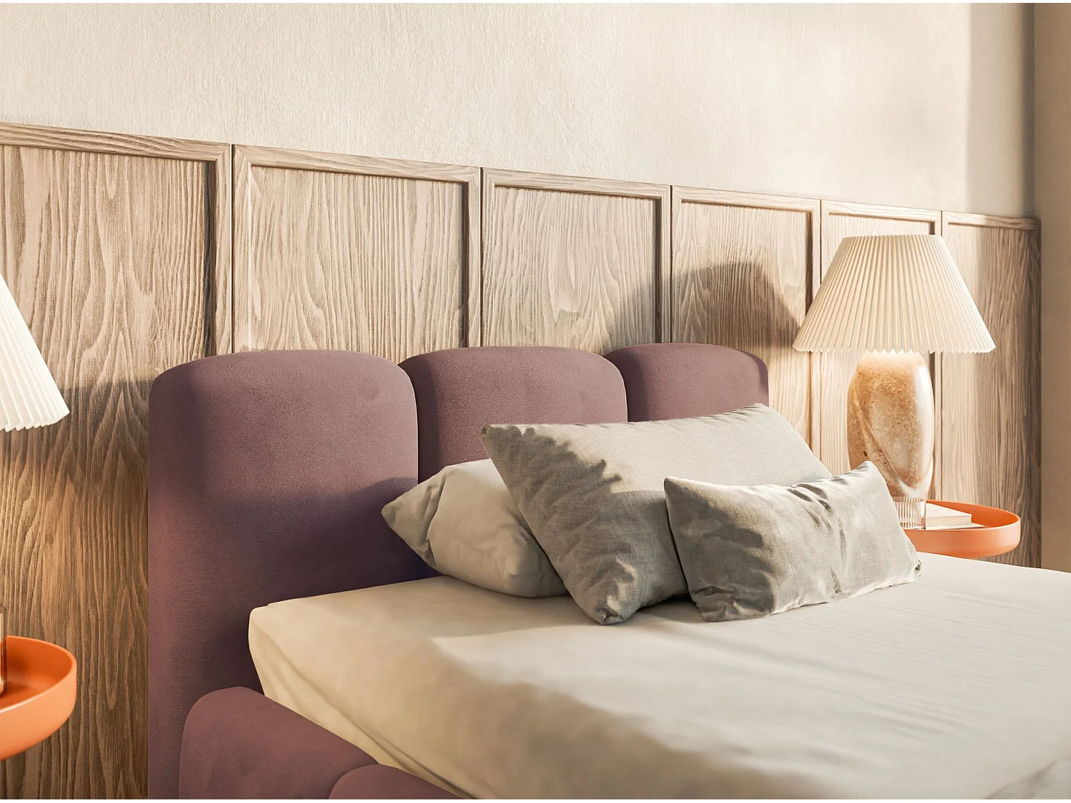 Gestoffeerd bed 90x200 cm – opbergruimte – Fluweel Lichtroze – CLOUDY LOW