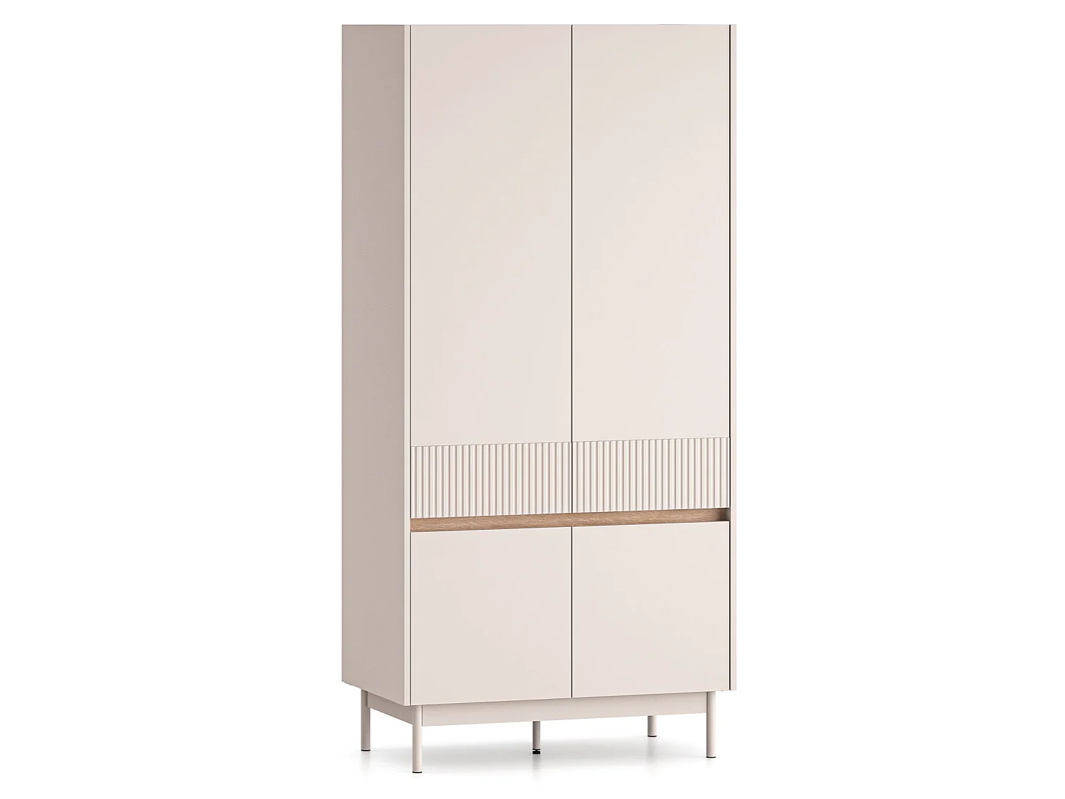 Kleiderschrank 4-türig – Kaschmirgrau/Eichenholzoptik – 92 cm – DUNEA