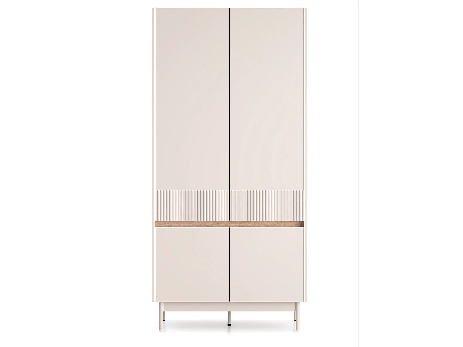Kleiderschrank 4-türig – Kaschmirgrau/Eichenholzoptik – 92 cm – DUNEA