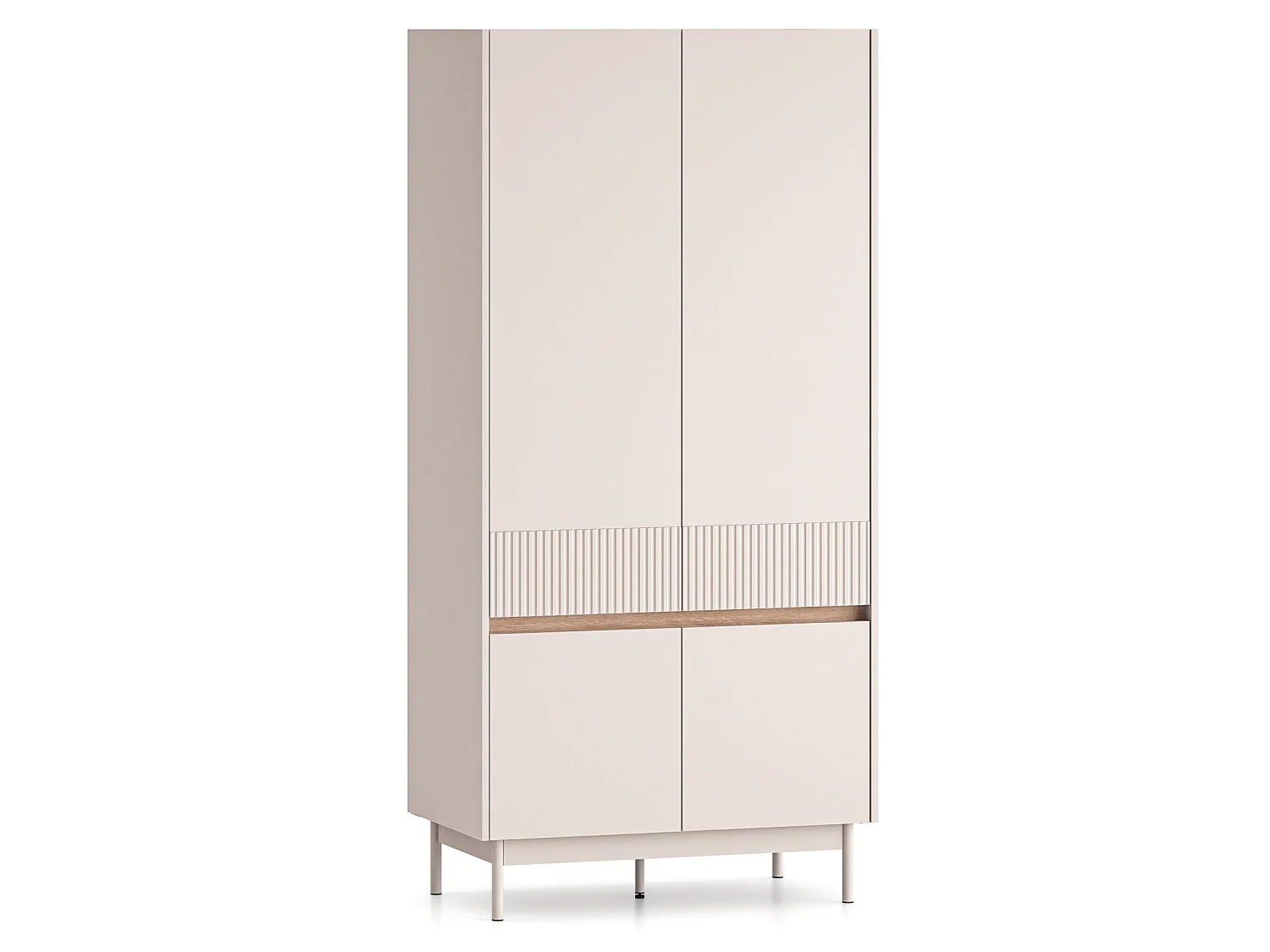 Kledingkast 4-deurs – Kasjmier grijs/eikenlook – 92 cm – DUNEA
