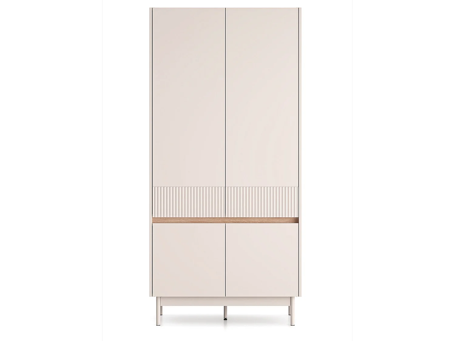 Kledingkast 4-deurs – Kasjmier grijs/eikenlook – 92 cm – DUNEA