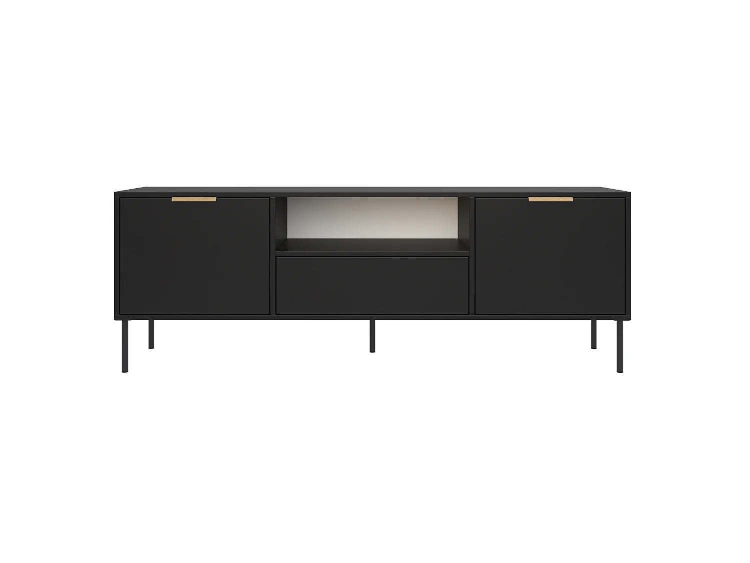 Meuble TV 2 portes avec tiroir et niche – Noir – 160 cm - VENA