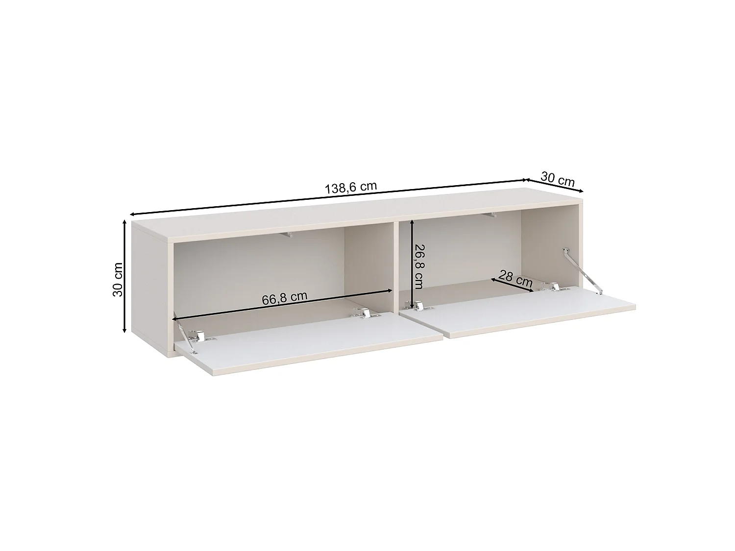 Meuble TV 2 portes suspendu – Cachemire – 140 cm - VELVETO