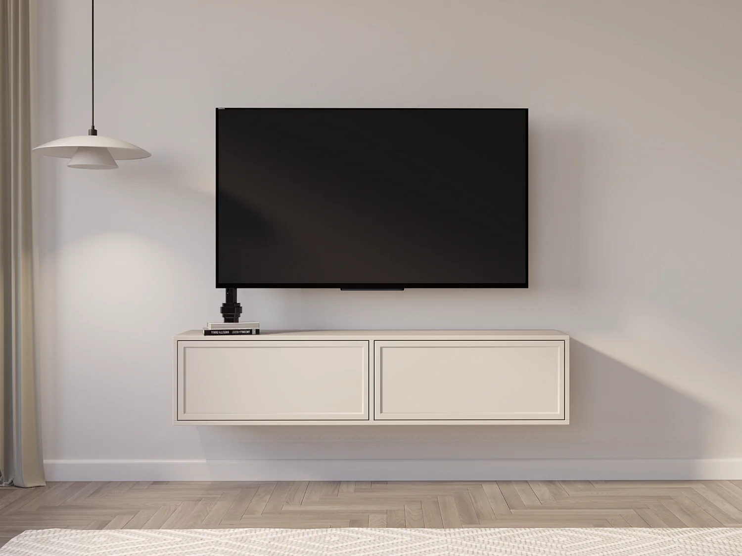 Meuble TV 2 portes suspendu – Cachemire – 140 cm - VELVETO