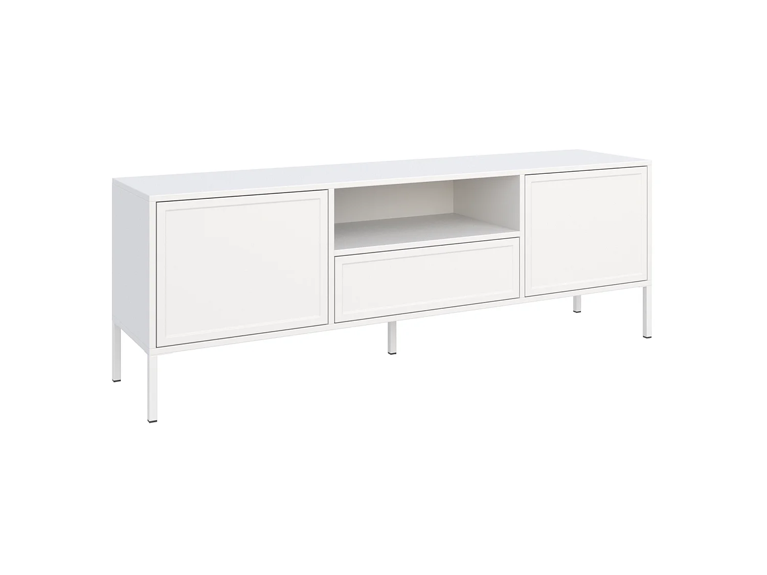 Meuble TV 2 portes avec tiroir et niche – Blanc – 160 cm - VELVETO