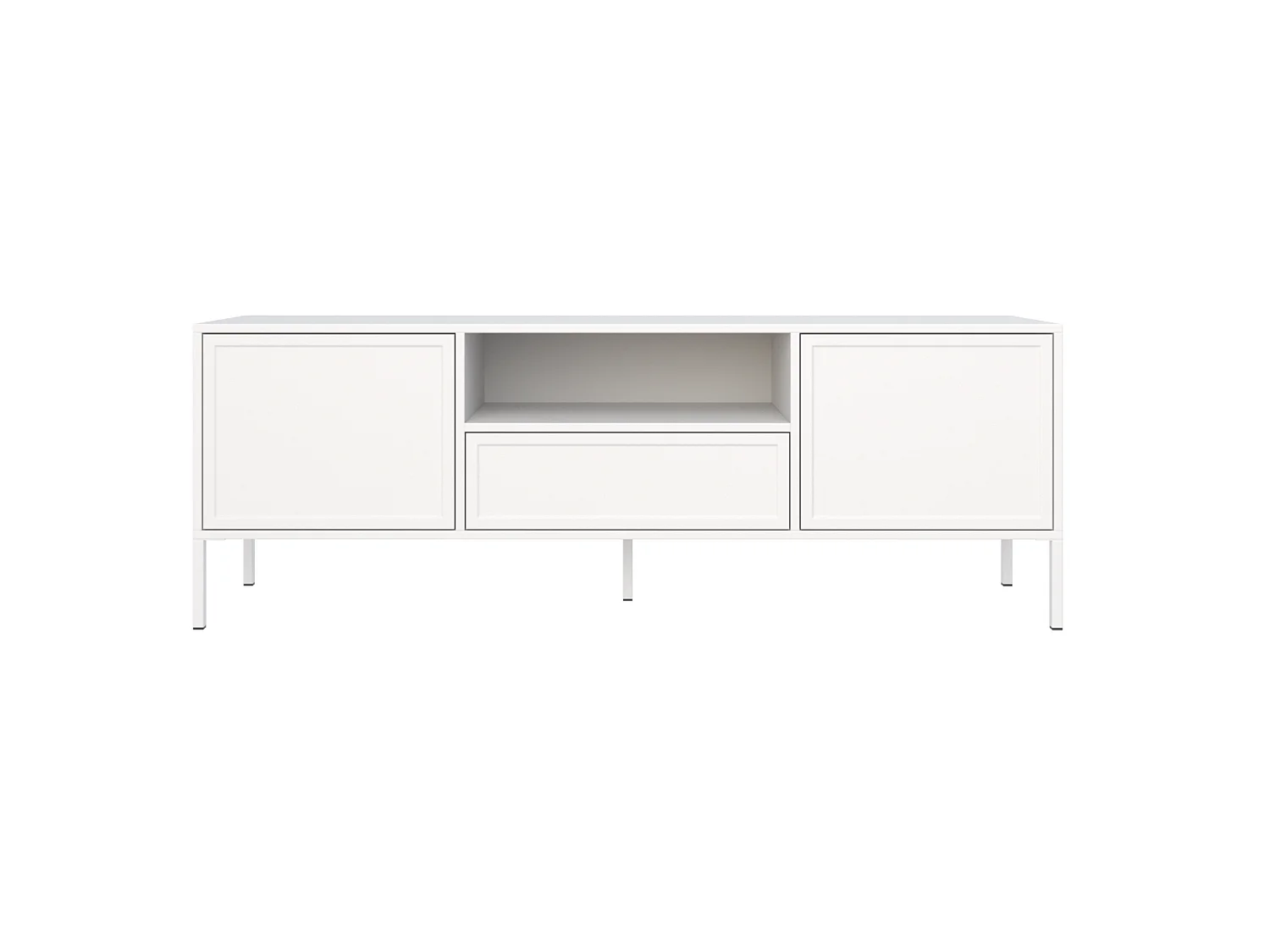 Meuble TV 2 portes avec tiroir et niche – Blanc – 160 cm - VELVETO