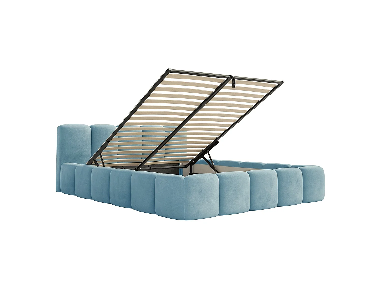 Gestoffeerd bed 120x200 – met opbergruimte – Fluweel Hemelblauw – CLOUDY LOW