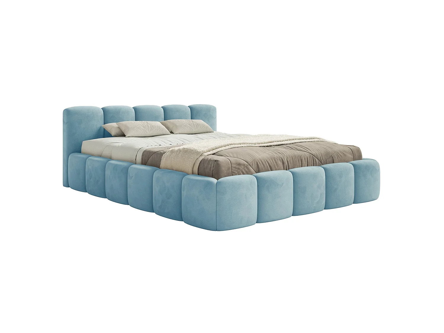 Gestoffeerd bed 120x200 – met opbergruimte – Fluweel Hemelblauw – CLOUDY LOW