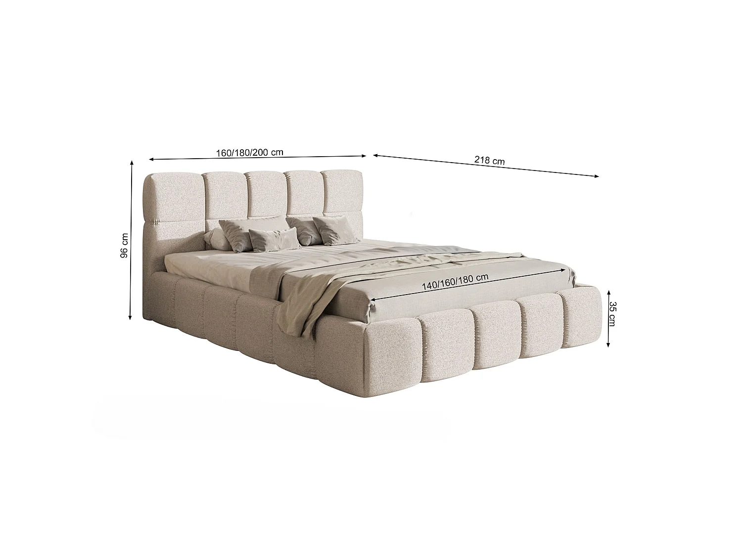 Lit rembourré 120x200 – Chenille Cuivre – Cloudy