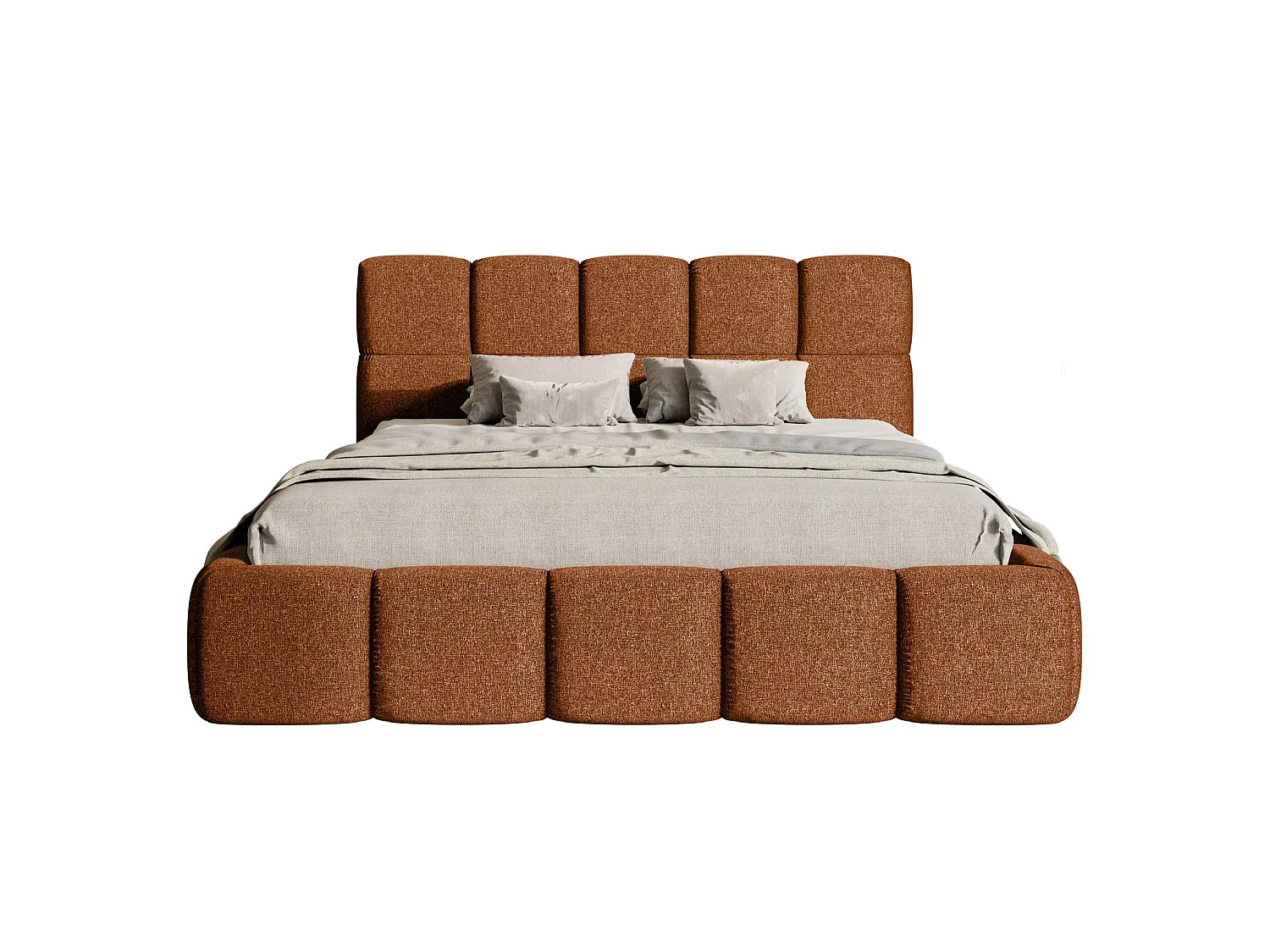Lit rembourré 120x200 – Chenille Cuivre – Cloudy