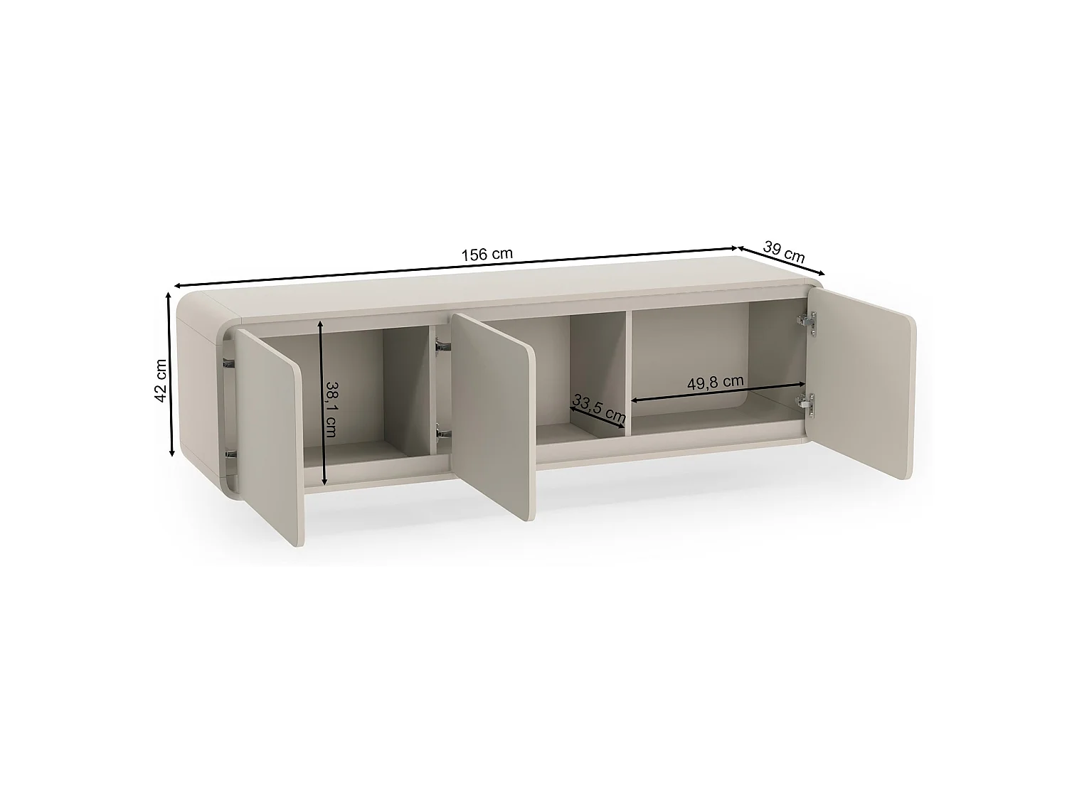 TV-Lowboard hängend 3-türig - Kaschmir - 156 cm - LUMMO