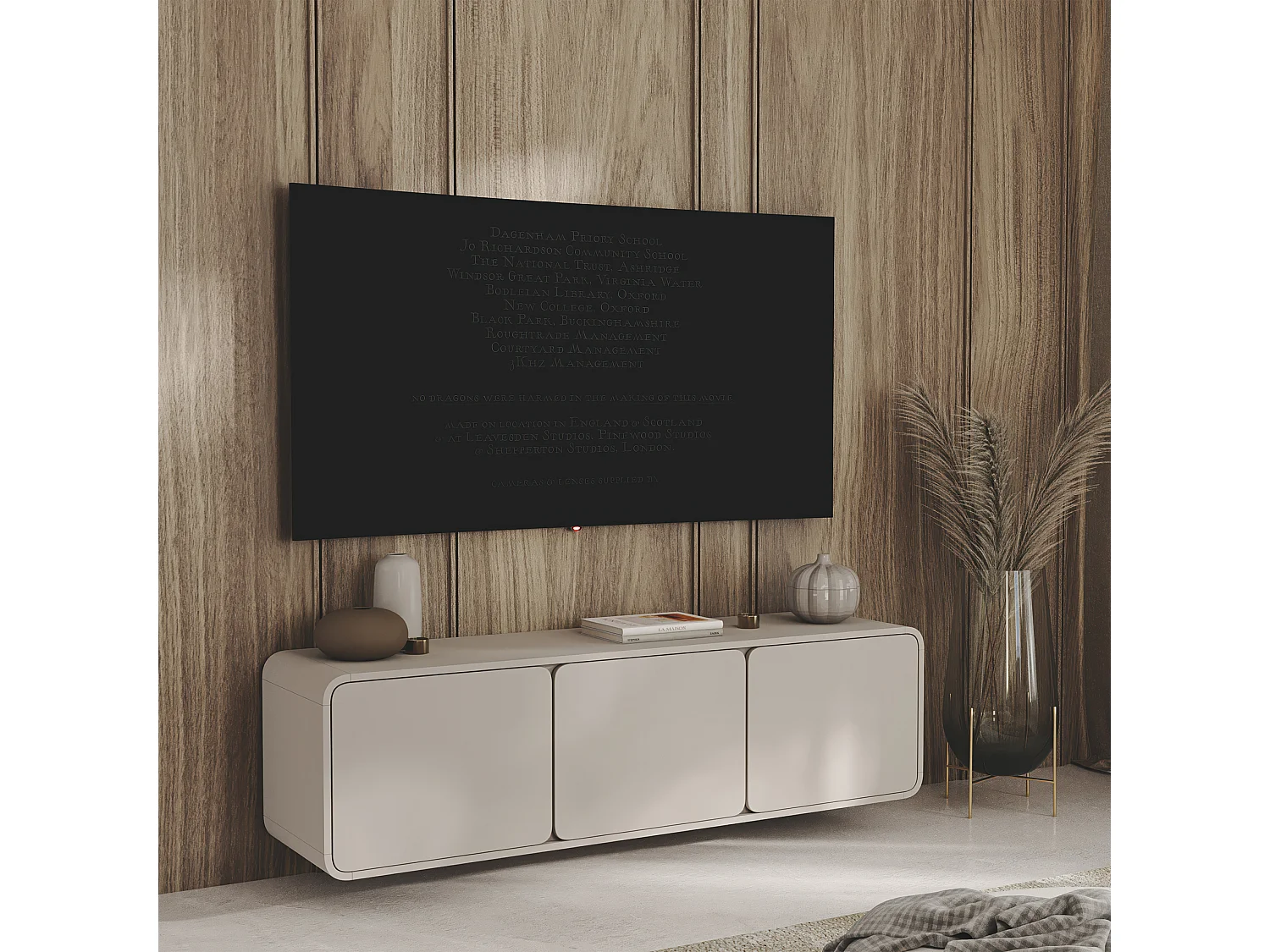 TV-Lowboard hängend 3-türig - Kaschmir - 156 cm - LUMMO