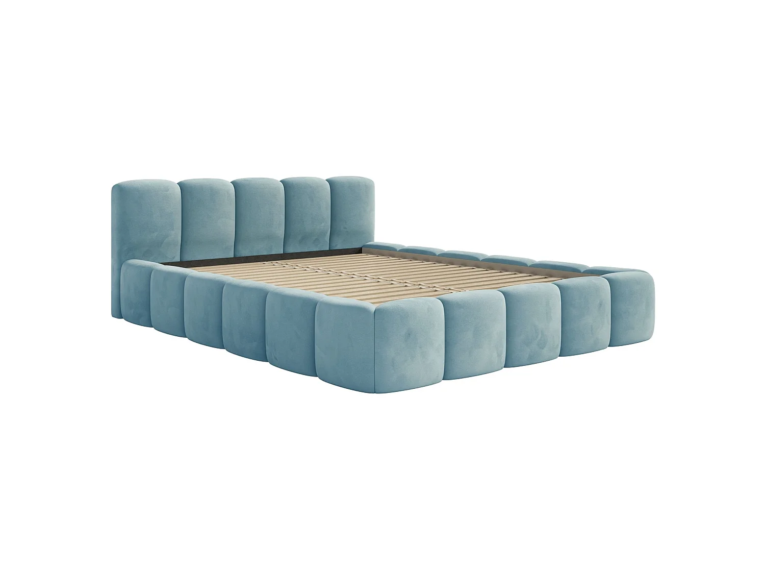 Gestoffeerd bed 120x200 – Fluweel Lichtblauw – CLOUDY LOW
