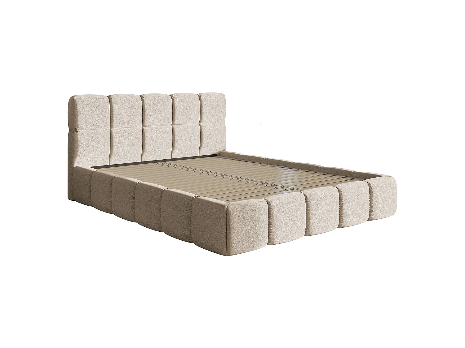 Lit rembourré 120x200 – Chenille Beige clair – Cloudy